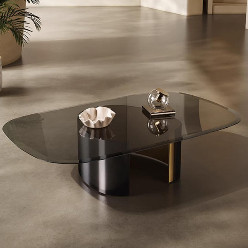 Modern Minimalist Tabletop Brown Coffee Glass Table